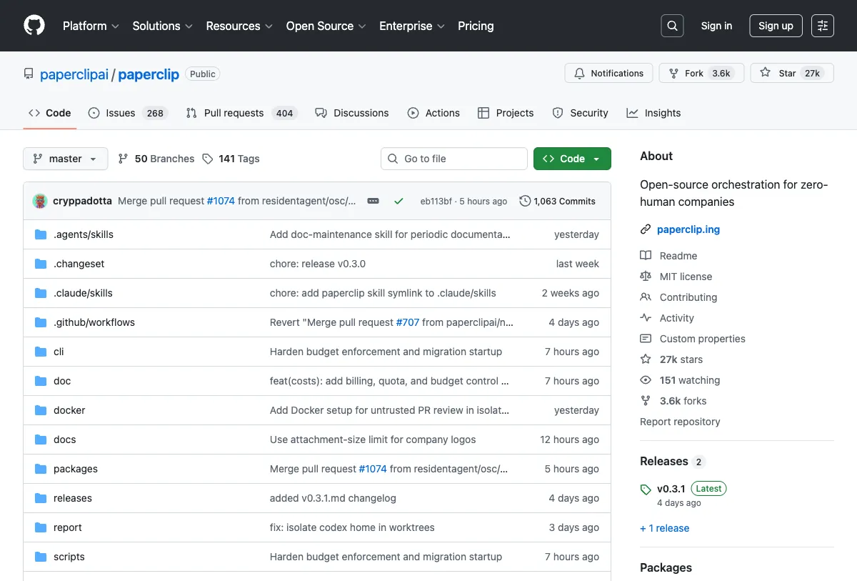 Paperclip AI GitHub Repository