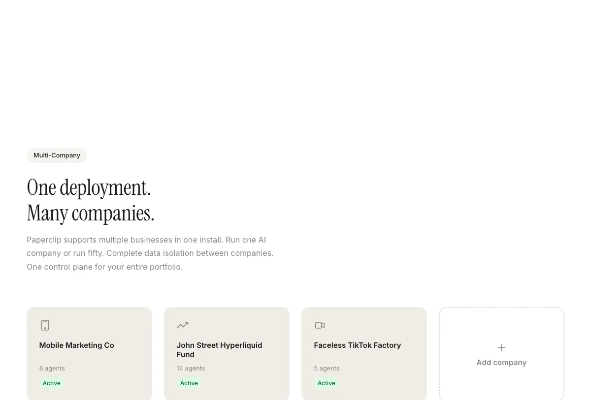 Multi-company isolation: run multiple businesses from one deployment