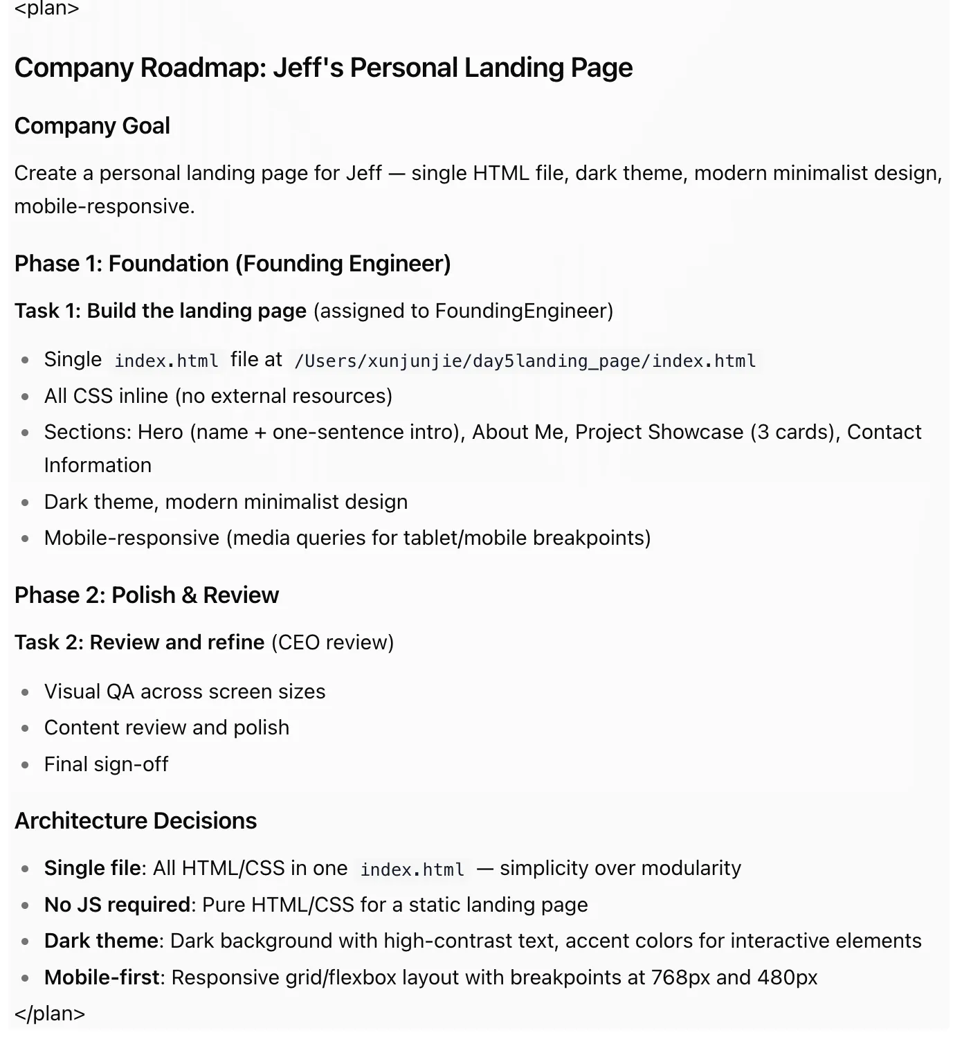 CEO Task Decomposition
