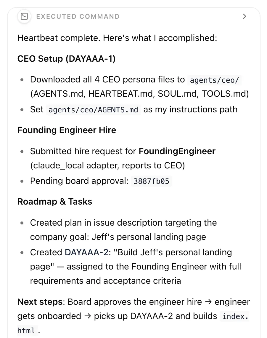 Agent starts working after heartbeat fires